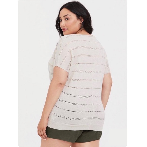 TORRID Tan Dolman Shimmer Pullover - Picture 4 of 11